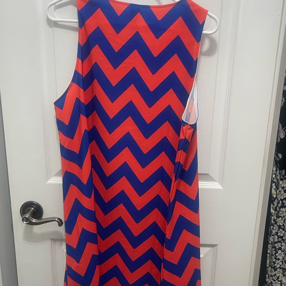 Red and Blue Halter Neck Sheath Mini Dress - Picture 6 of 9